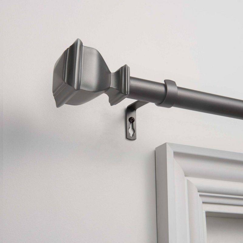 Gunmetal Adjustable Iron Curtain Rod with Square Finials