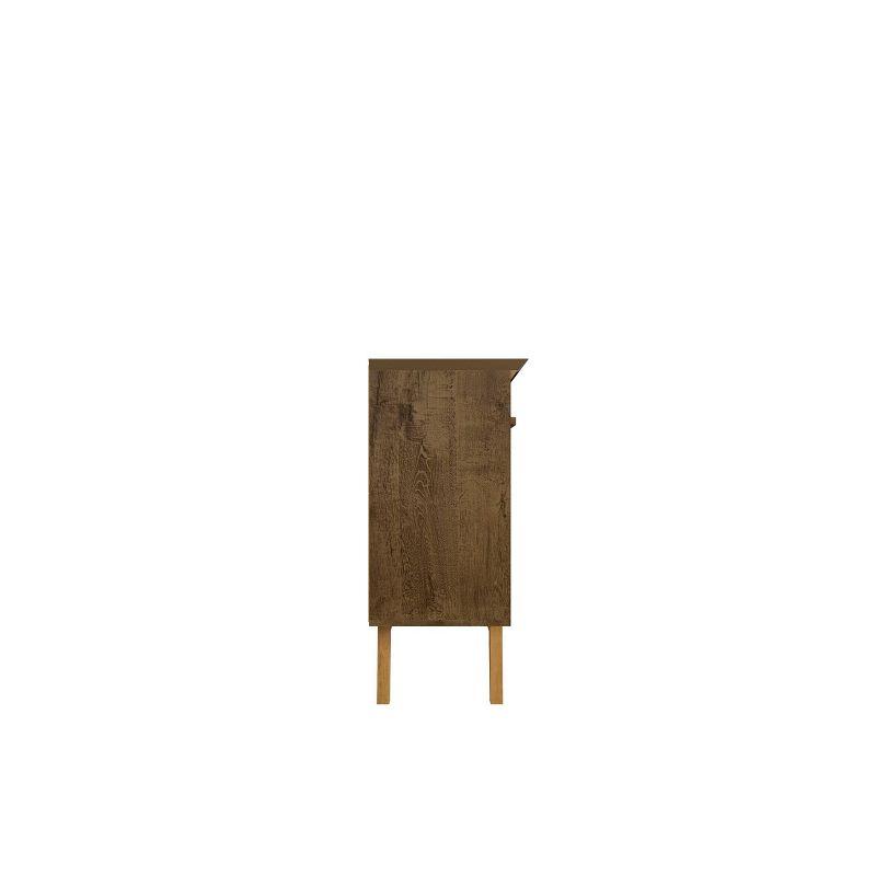 Manhattan Comfort 62.99" Yonkers Sideboard Rustic Brown: Mid-Century Modern, MDF, 4-Door Storage