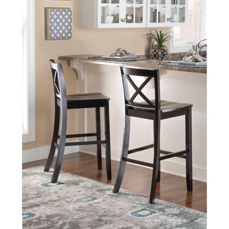 30" Torino X Back Wood Barstool - Black - Linon: Solid Rubberwood, Unupholstered, Armless