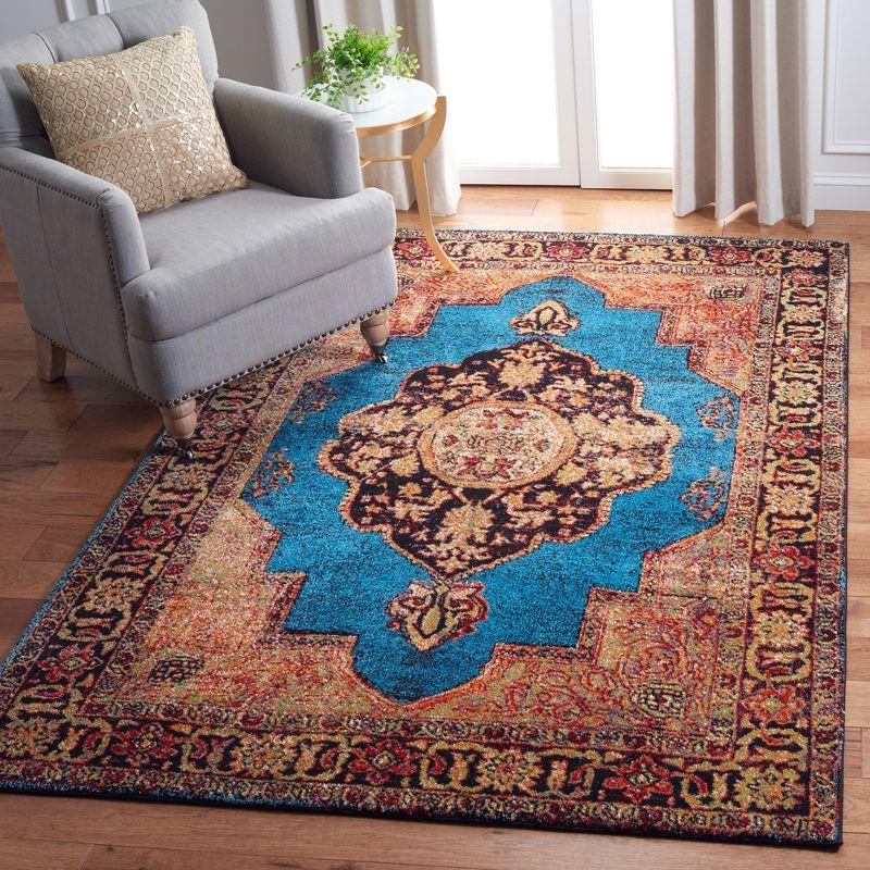 Light Blue Reversible 5' x 7' Stain-Resistant Synthetic Area Rug