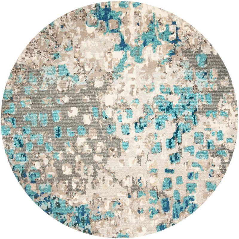 Madison MAD425 Power Loomed Indoor Area Rug - Grey/Blue - 5' Round - Safavieh