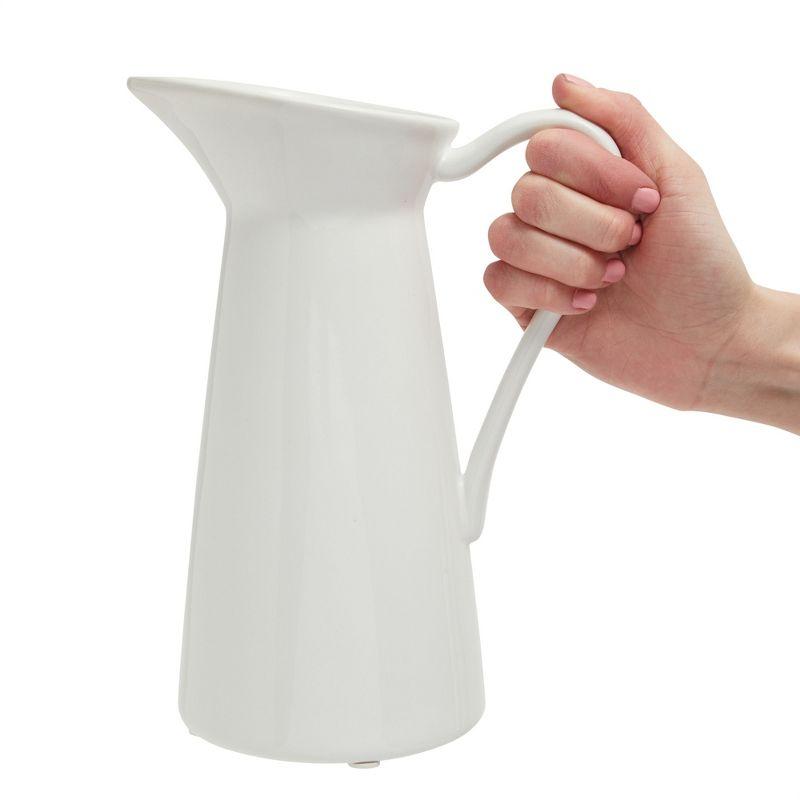 Farmlyn Creek 3 Piece Set Ceramic Pitcher Vases for Home Decor, Small White Centerpieces for Living Room, 3 Sizes