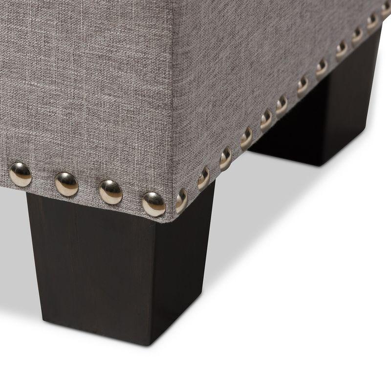 Hannah Modern and Contemporary Fabric Upholstered Button - Tufting Storage Ottoman Bench - Grayish Beige - Baxton Studio