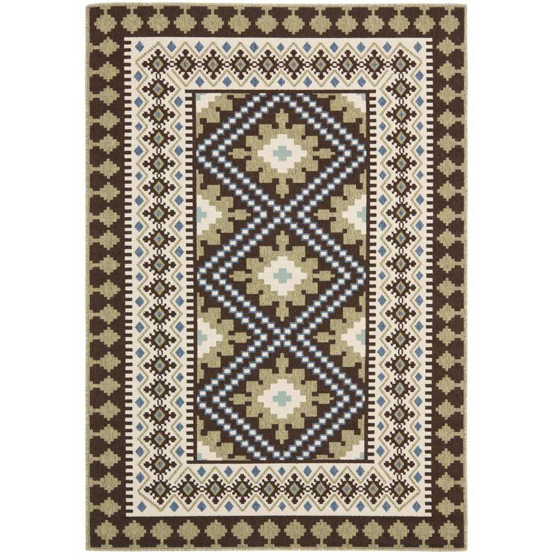 Veranda VER099 Power Loomed Indoor/Outdoor Area Rug - Chocolate/Green - 6'7"x9'6" - Safavieh