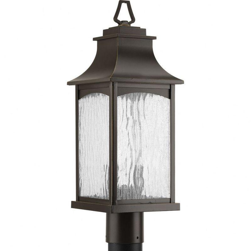 Maison Oil Rubbed Bronze Outdoor Post Lantern with Clear Water Seeded Glass