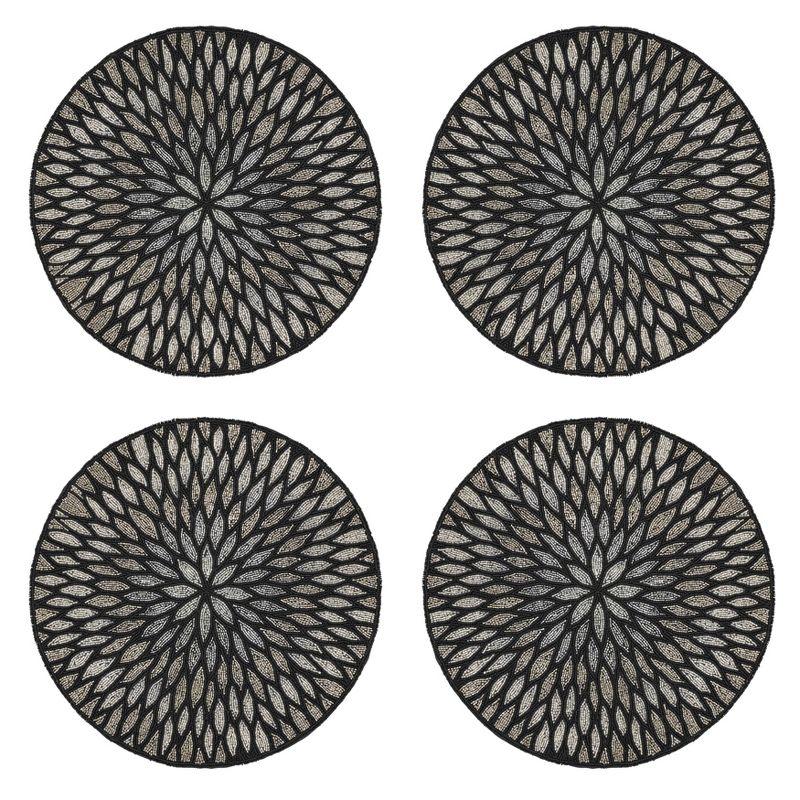 Saro Lifestyle Saro Lifestyle Round Placemats With Beaded Design (Set of 4)