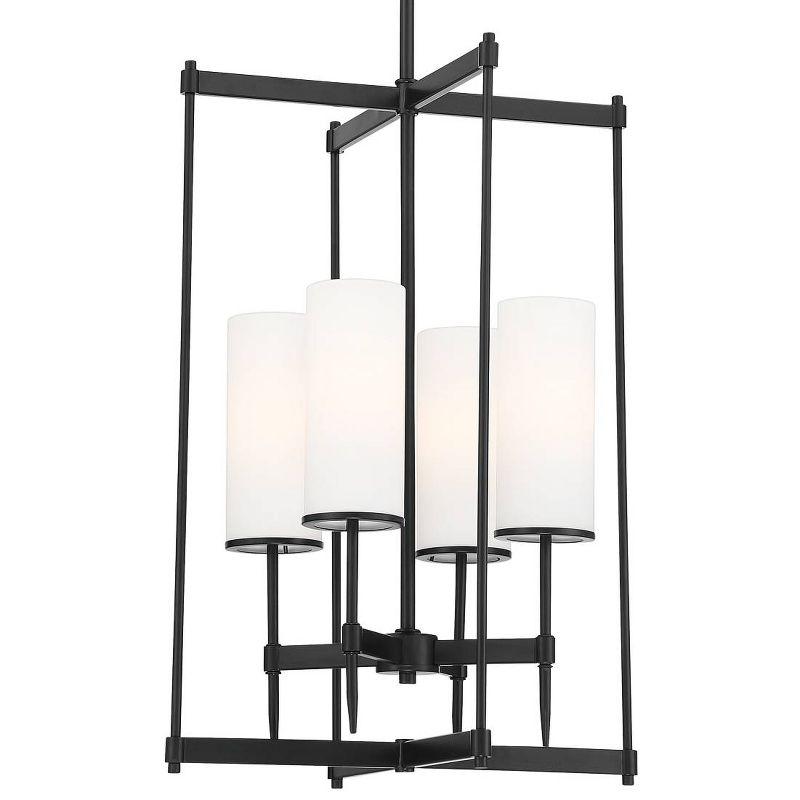 Coal Black Etched White Glass 4-Light Modern Pendant Chandelier