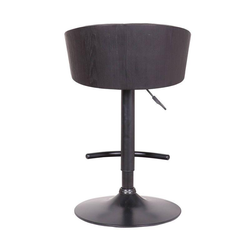 Solstice Adjustable Swivel Barstool Black - Armen Living: Modern Faux Leather Upholstery, Foam Filled, Steel Frame