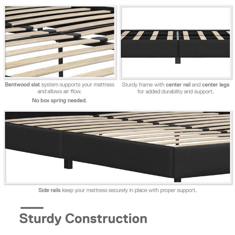 RealRooms Rio Faux Leather Upholstered Platform Bed with Tufted Headboard, Queen, Black