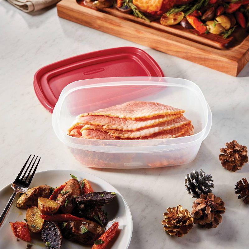 8.5 Cup Clear Plastic Rectangle Food Storage Container with Red Lid