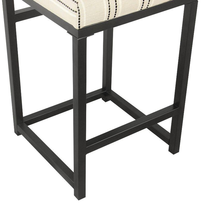 Sleek Industrial Black and White Stripe 24" Metal Counter Stool