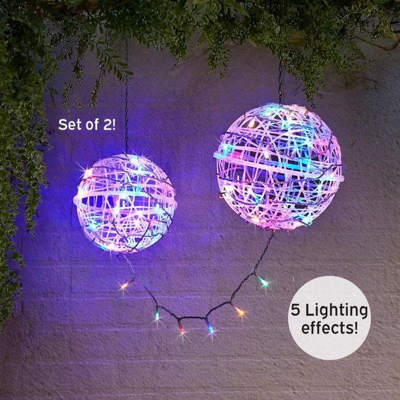 60" White LED Hanging Lanterns with Multicolor Twinkle Lights