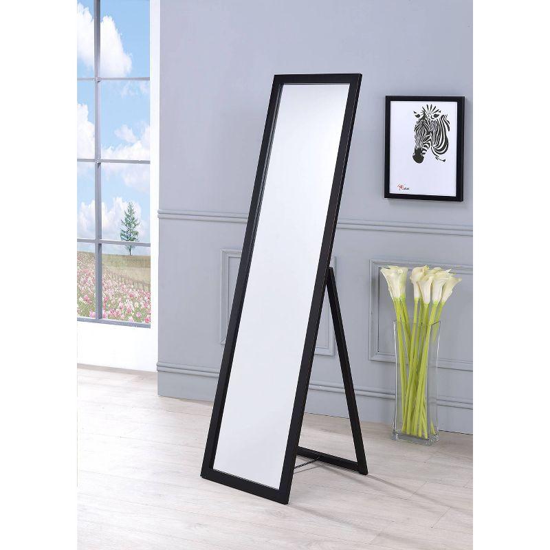 Ore International Floor Mirror Brown: Lacquered Wood Frame, 55" Tall, Freestanding Easel Back