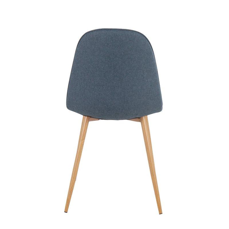 Set of 2 Pebble Metal/Polyester Dining Chairs Natural/Blue - LumiSource: Upholstered, Foam-Filled, Armless Design