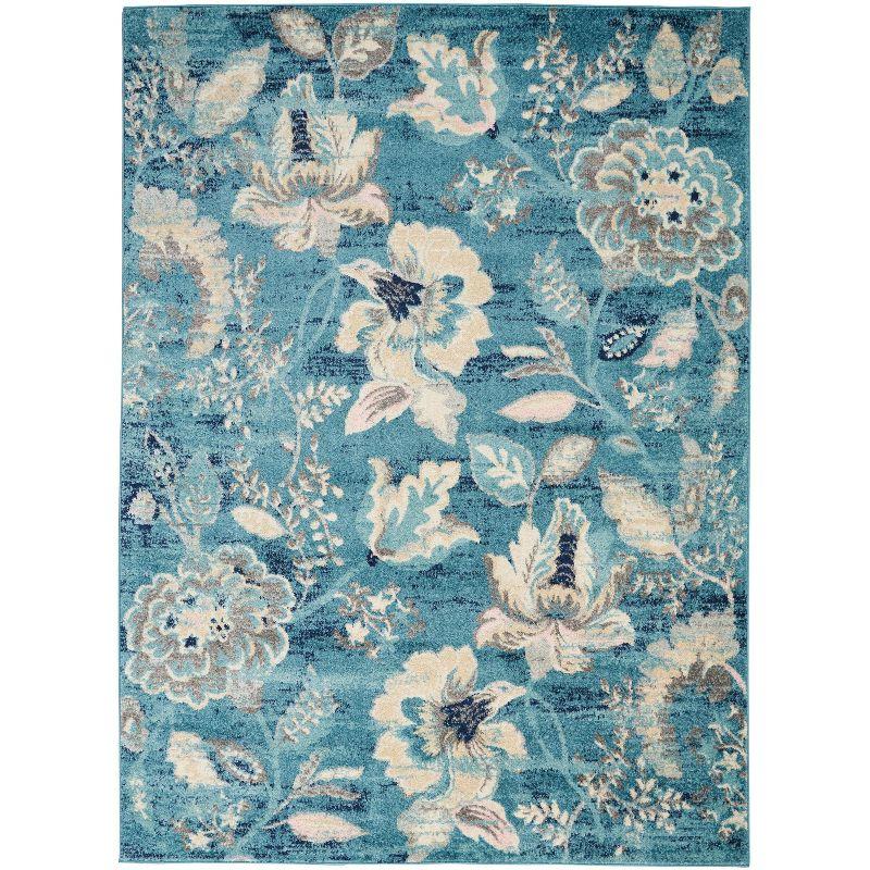 Tranquil TRA02 Ivory/Light Blue Area Rug French Country Eclectic Floral By Nourison