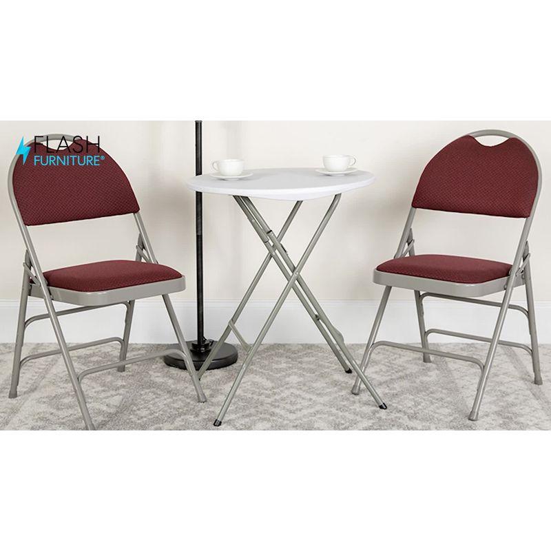 Flash Furniture 2 Pack HERCULES Series Ultra-Premium Triple Braced Beige Fabric Metal Folding Chair with Easy-Carry Handle
