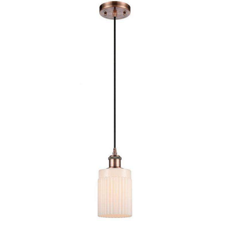 Antique Copper Mini Pendant with Matte White Glass Shade