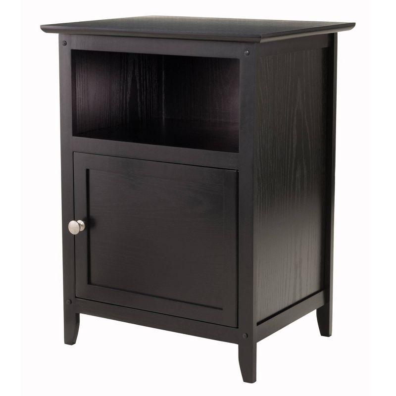 Winsome End Table - Black: Hardwood Frame, Wood Veneer Top, Living Room Accent Table with Shelf