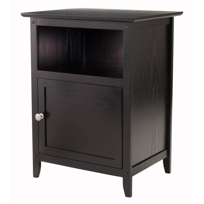 Black Rectangular Wood Nightstand with Open Storage