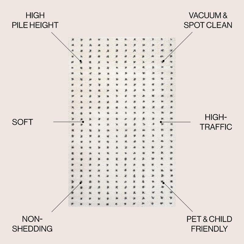 Pele Modern Geometric Dot Shag Indoor Area Rug - JONATHAN Y