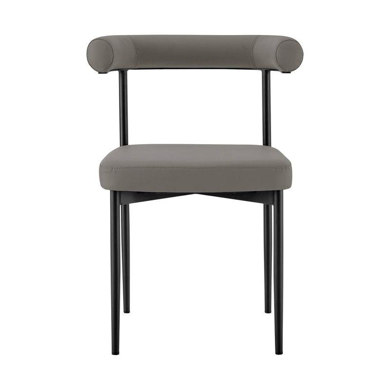 Armen Living Set of 2 Shannon Iron and Faux Leather Dining Chairs Matte Black/Light Gray