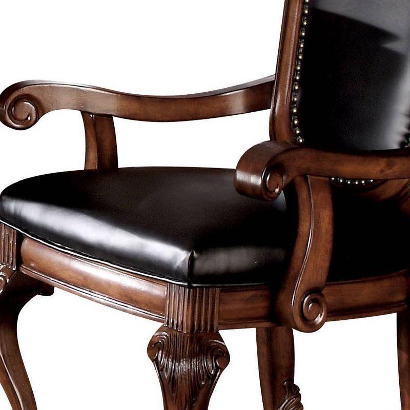 Chateau De Ville Luxe Black Faux Leather & Cherry Accent Chair