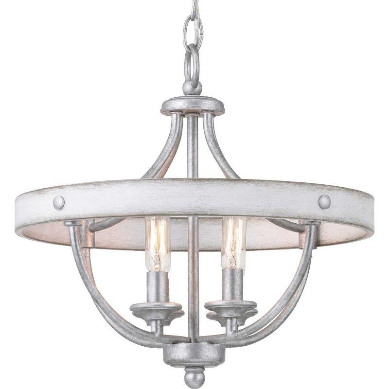 Progress Lighting Gulliver 4-Light Semi-Flush Galvanized Ceiling Light, Wood Grained Texture Shade