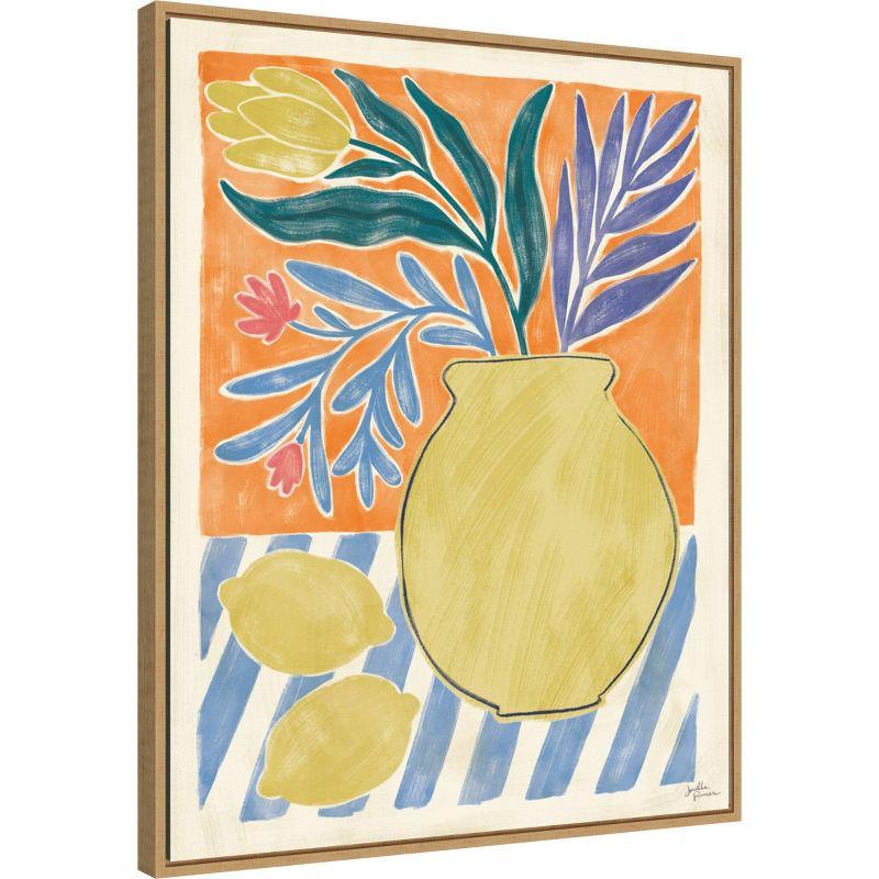 23" x 28" Cyprus and Lemon Still Life IV by Janelle Penner Framed Canvas Wall Art Print - Amanti Art: Citrus Harvest, Botanical Lithograph