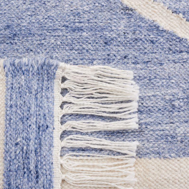 Kilim With Fringes KLM764 Flat weave Area Rug - Blue/Ivory - 5'x8' - Safavieh
