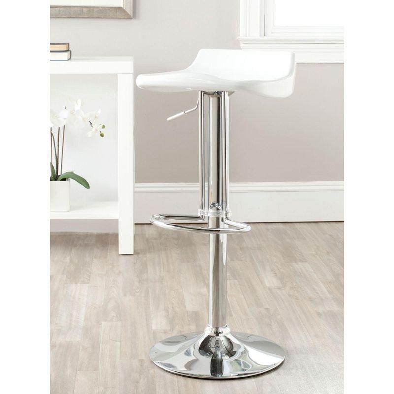 Avish Transitional Swivel Bar Stool in White with Chrome Frame