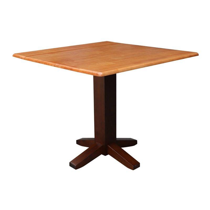 Cinnamon Espresso 36" Square Solid Wood Extendable Dining Table