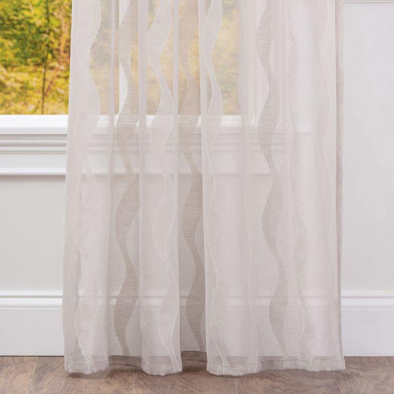 Chanasya 2pk Waves Voile Sheer Window Curtain Panels - Set of 2 - 52 x 63 Inches Long - Taupe