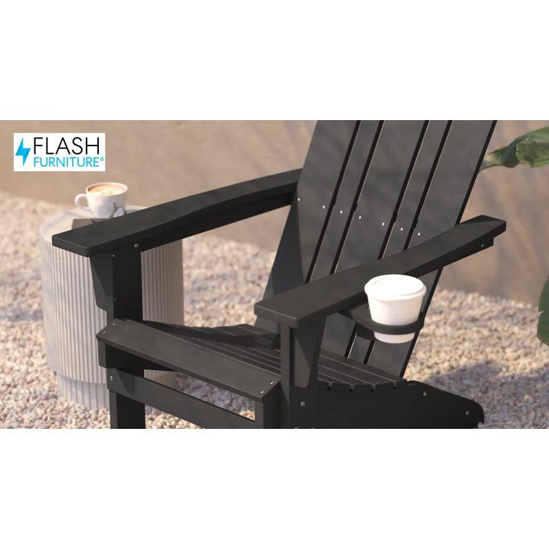 Flash Furniture Halifax Adirondack Chair with Cup Holder, Weather Resistant HDPE Adirondack Chair in Blue