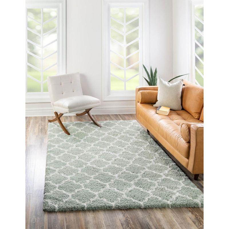 Unique Loom 5' 3 x 8' 0 White Cyan Rabat Shag Marble Area Rug