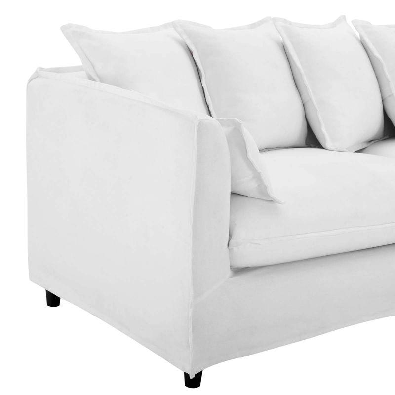 Avalon Slipcover Fabric Sofa White - Modway: Coastal Modern Style, Wood Frame, 7 Pillows