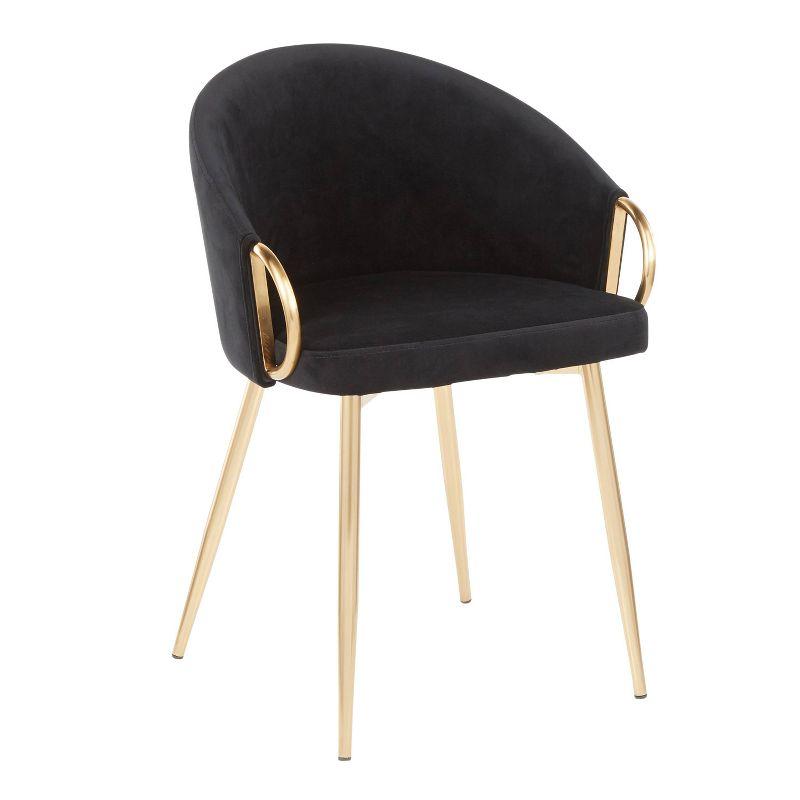 Claire Black Velvet Upholstered Low Arm Chair with Gold Metal Frame