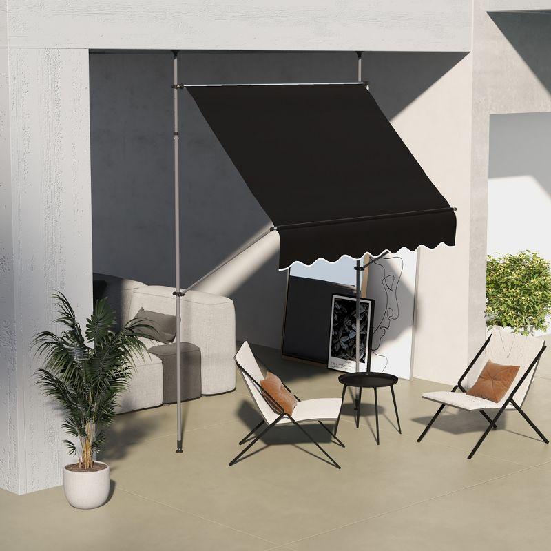 Outsunny D Polyester Cover Retractable Patio Awning