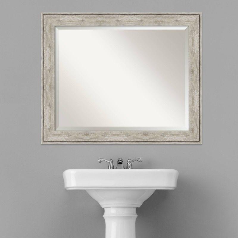33" x 27" Crackled Framed Bathroom Vanity Wall Mirror Metallic - Amanti Art: Modern Rectangle, Beveled, No Assembly Required