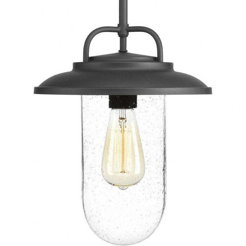 Progress Lighting Beaufort 1-Light Hanging Lantern, Steel, Black Finish, Clear Seeded Glass Shade