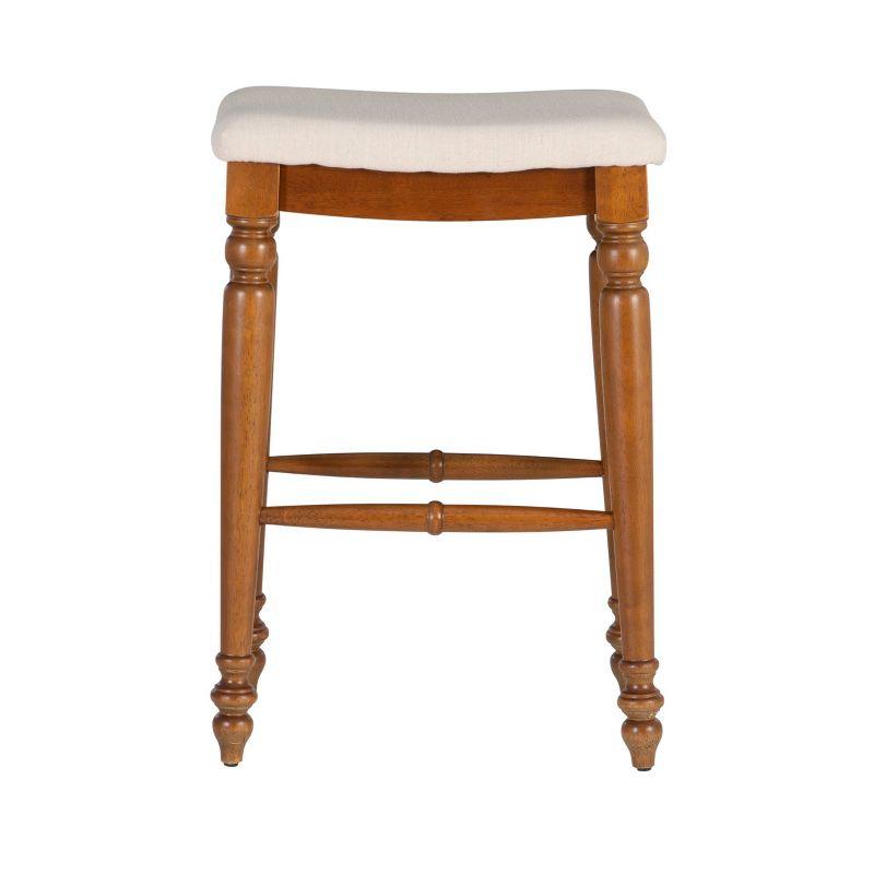 Marino 30" Walnut Backless Wood Bar Stool with Linen Seat