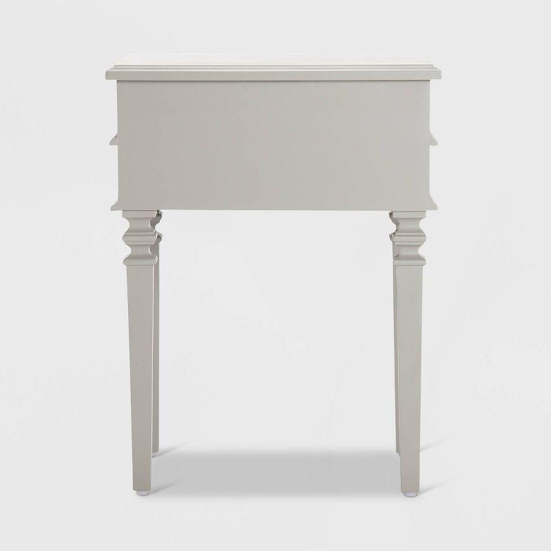 Irving Side Table with 2 Drawers Gray - Finch: Sturdy Wooden End, No Assembly Required