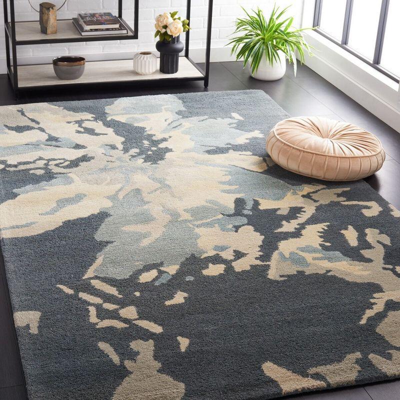 Hand-Tufted Steel Blue Round Wool & Viscose Rug - 47"