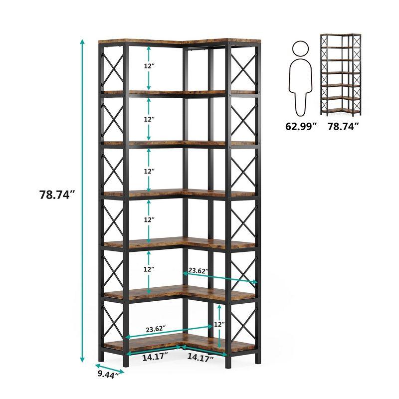 Tribesigns 7-Tier L-Shaped Bookshelf, Modern Corner Book Display Shelving Unit Black