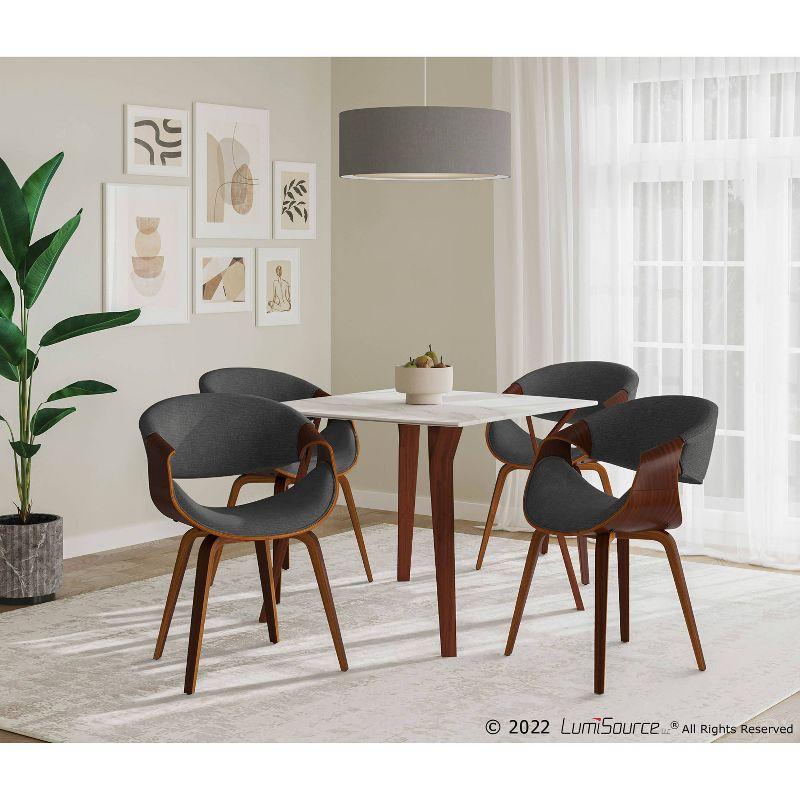 Charcoal Fabric Walnut Wood Upholstered Dining Chair Set