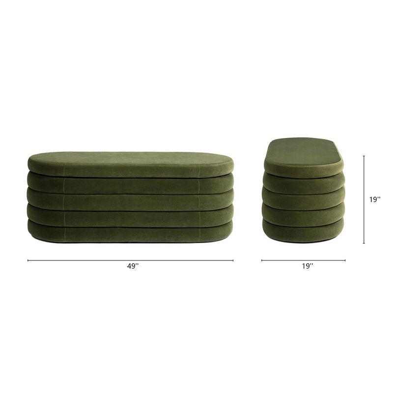 Ailisha 49" Oval Fully Upholstered Storage Bench, Moss Green