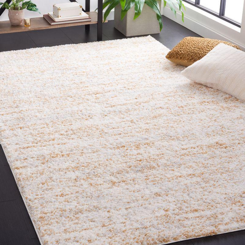 Ivory & Light Gold Synthetic 8' x 10' Low Pile Shag Rug