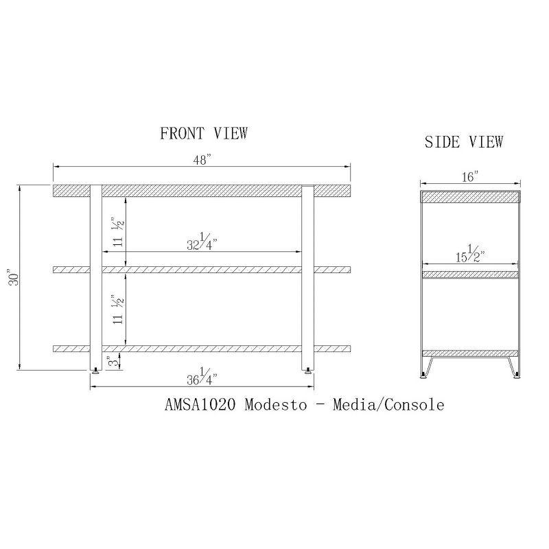 Modesto Wide TV Stand: Rustic Media Console with Fixed Shelves - Alaterre Furniture