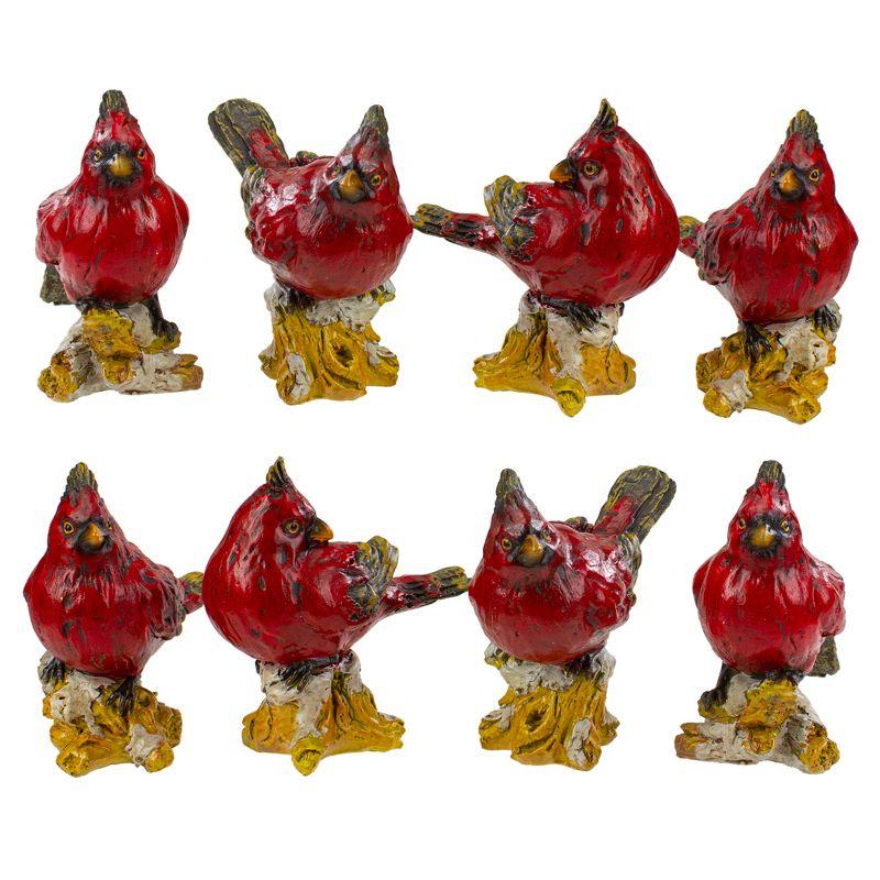 Northlight Cardinal Birds on a Stomp Christmas Figurines - 4.5" - Red - Set of 8