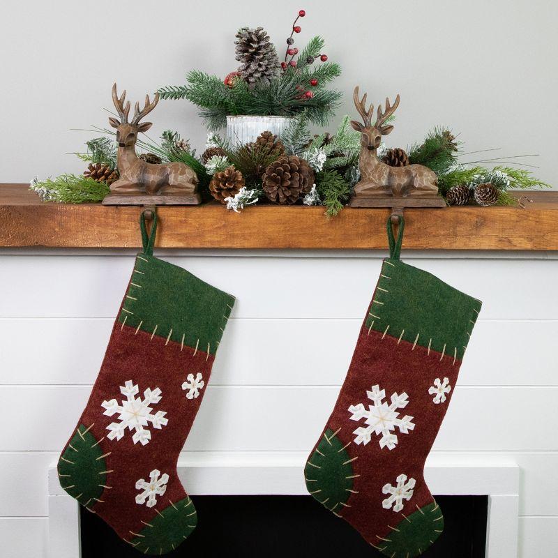 Northlight Set of 2 Brown Reindeer Christmas Stocking Holders 7.25"