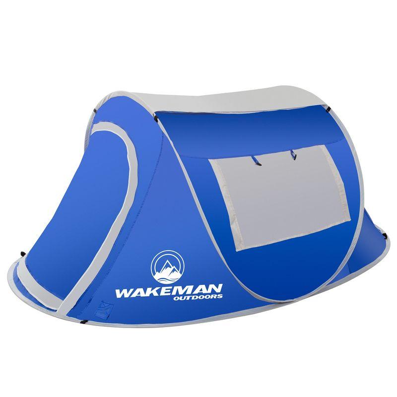 Blue 2-Person Water-Resistant Pop-Up Camping Tent with Rain Fly